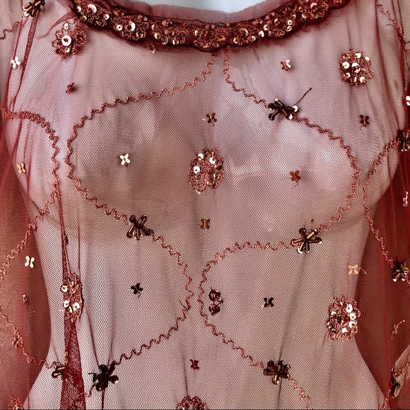 Free People Sheer Crop Tee W Copper Embroidery, XS - Picture 7 of 8